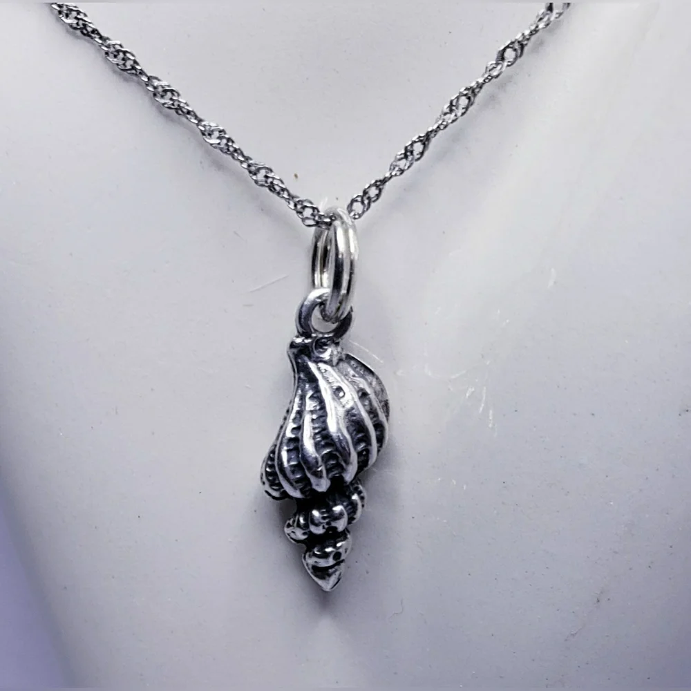 Conch Shell Sterling Silver Charm Pendant.